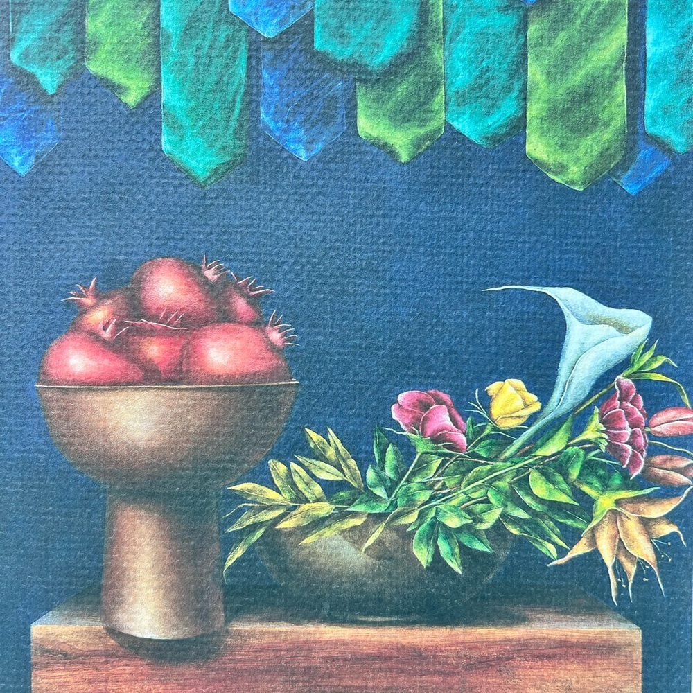 Oil on canvas print “ La ofrenda”, by Colombian artist Amparo Garzón.
